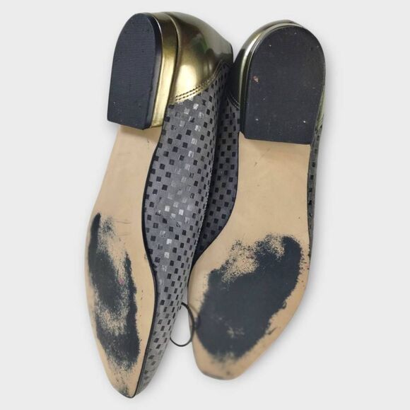 Magdesians Womens Ballet Sz 10‎ Checkered Flats Grey Tan Flats Shoes Comfort - Picture 12 of 13